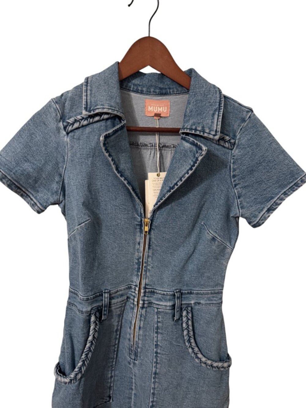 Show Me Your Mumu Outlaw Denim Dress | NWT | Size Small | Zip Front Utility Mini - Picture 3 of 7